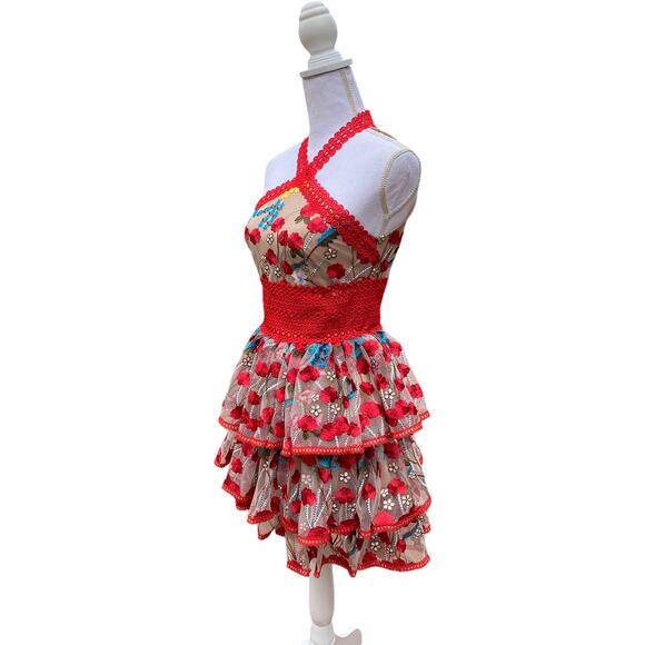 Bronx And Banco Ivanka Embroidered Ruffled Mini Dress Women’s Extra Small - Picture 7 of 10